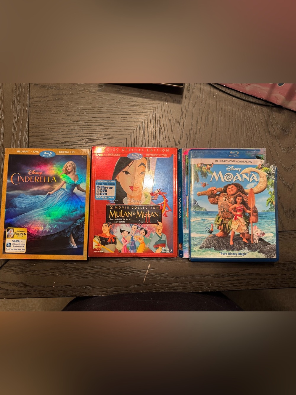 Disney Blu-ray Set — Cinderella, Mulan & Moana